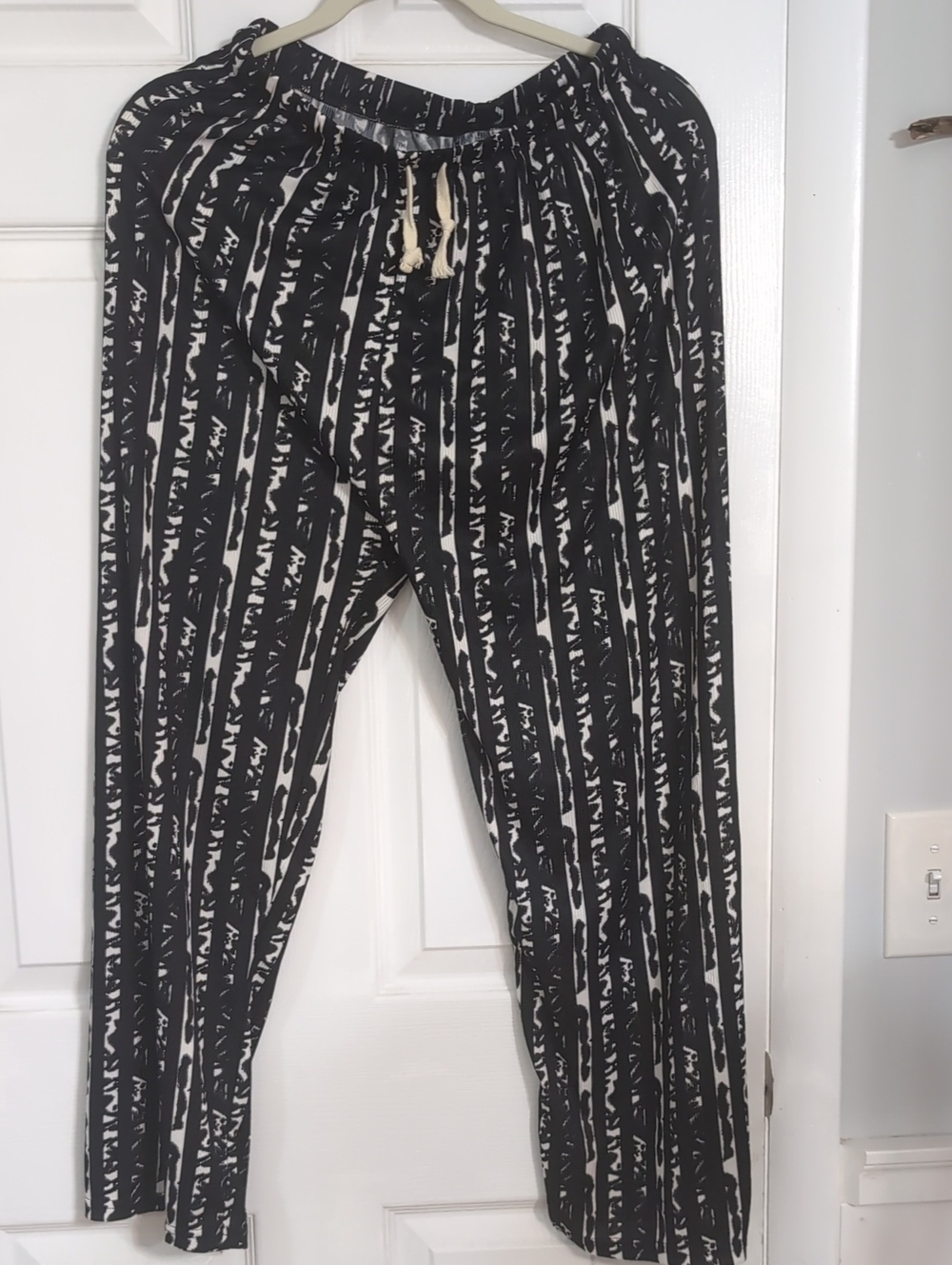 Black & White Striped Drawstring Joggers